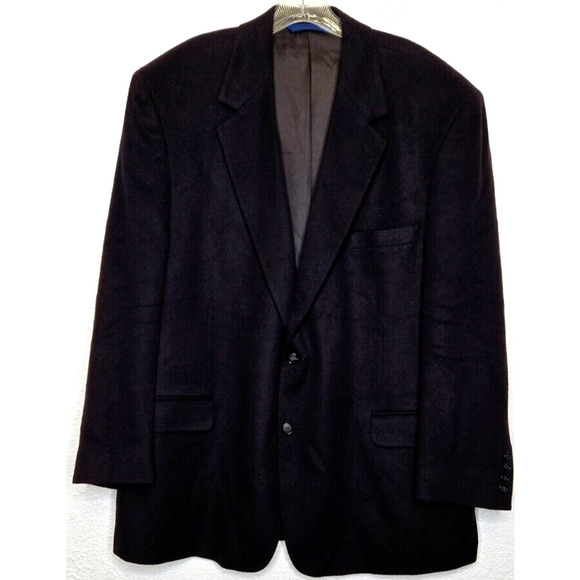 Vintage Joseph & Lyman 100% Cashmere Blazer 46R Black Sport Coat Winter Jacket - Picture 1 of 13
